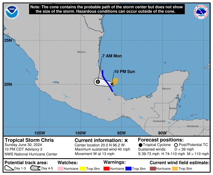 Depresi N Se Intensifica A Tormenta Tropical Chris Impactar En Veracruz