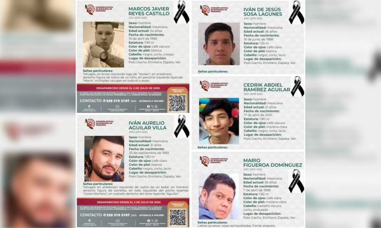 Identifican a 5 jóvenes desaparecidos en 2020 en Palo Gacho