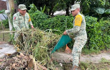 Ejército y GN realizan limpieza de drenes pluviales en Tuxpan